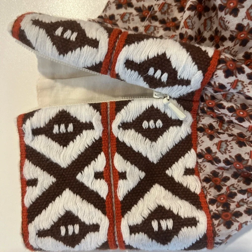 Tory Burch VGUC Printed Cotton Tunic Brown Ivory Size 10 Boho Resort